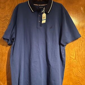 Nautica Men’s Royal Blue Polo with Black Contrast Collar